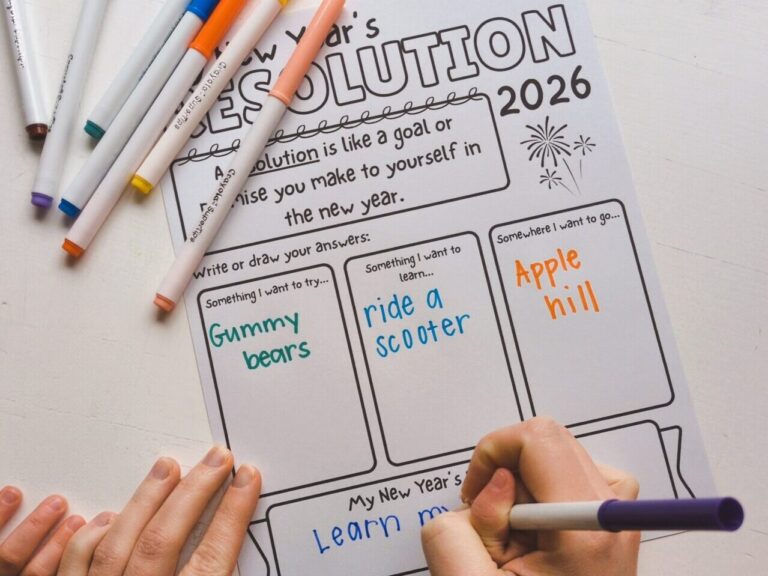 Our Year in Review + New Year’s Resolutions (with FREE New Year’s Resolution Worksheet for Kids!)